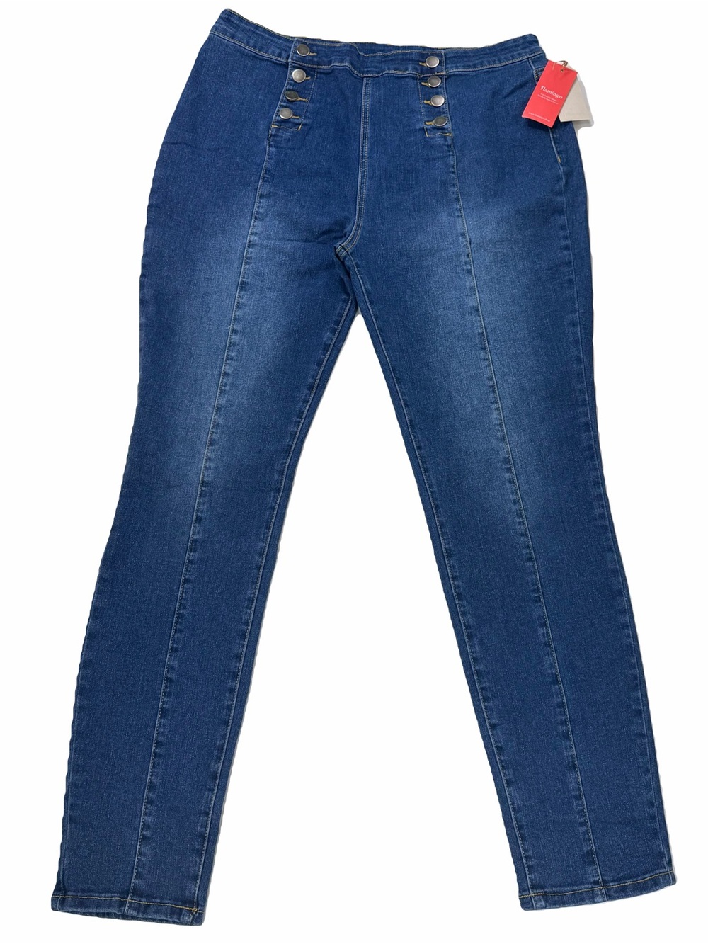 NWT Flamingo Sailor Front Button Slim Jeans Size XXL (14-16) Women's